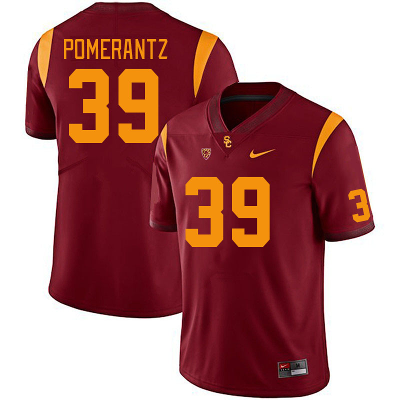 Men #39 Garrett Pomerantz USC Trojans College Football Jerseys Stitched Sale-Cardinal